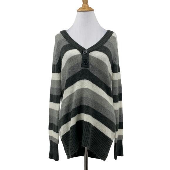 Talbots Soft Striped V Neck Sweater Womens M Medium Slouchy Acrylic Pullover - Picture 1 of 11